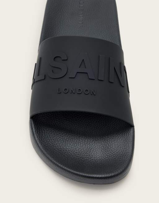 AllSaints - Biggy - Sliders nere con logo tono su tono in gomma, 3 di 4