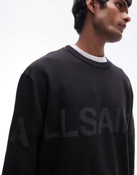 AllSaints – Biggy – Sweatshirt in Schwarz mit farblich abgestimmtem Logo - view 1