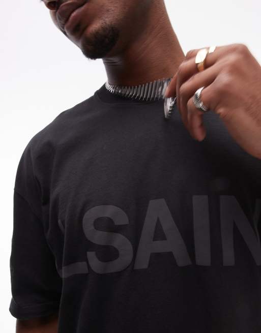 AllSaints – Biggy – T-Shirt in Schwarz mit farblich abgestimmtem Logo, 2 von 4