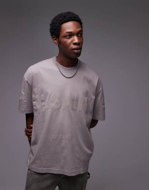 AllSaints Biggy tonal logo oversized t-shirt in chestnut brown - view 1