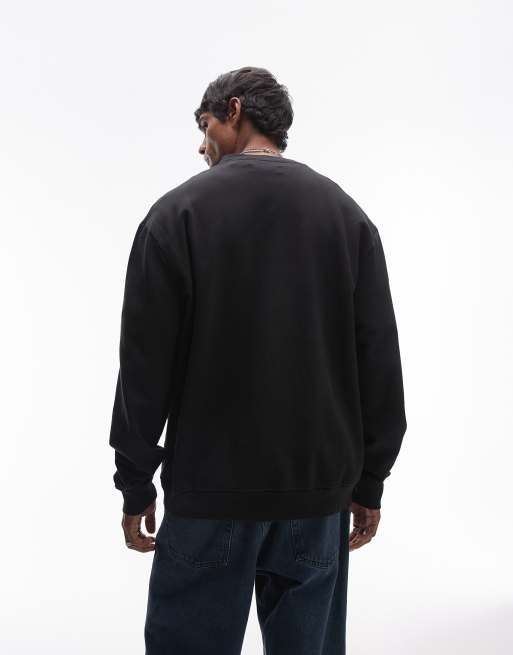 AllSaints Biggy tonal logo sweatshirt in black | ASOS