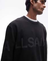 AllSaints Biggy tonal logo sweatshirt in black | ASOS