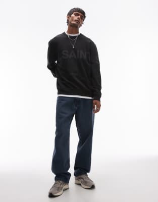 Allsaints Biggy Tonal Logo Sweatshirt In Black