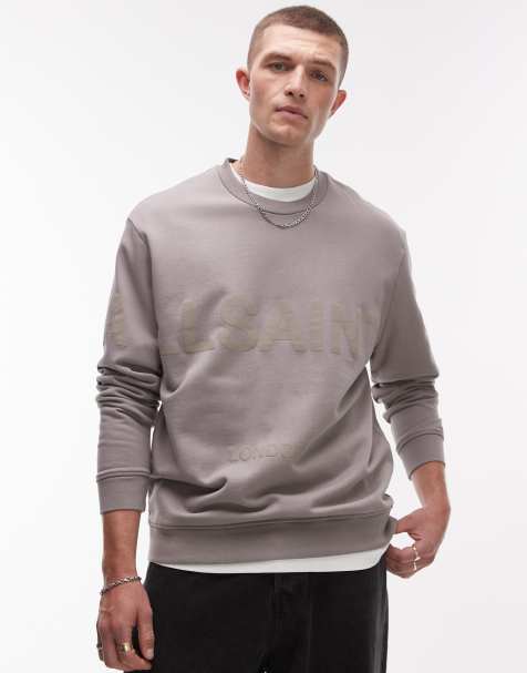 AllSaints Biggy tonal logo sweatshirt in light brown - view 1