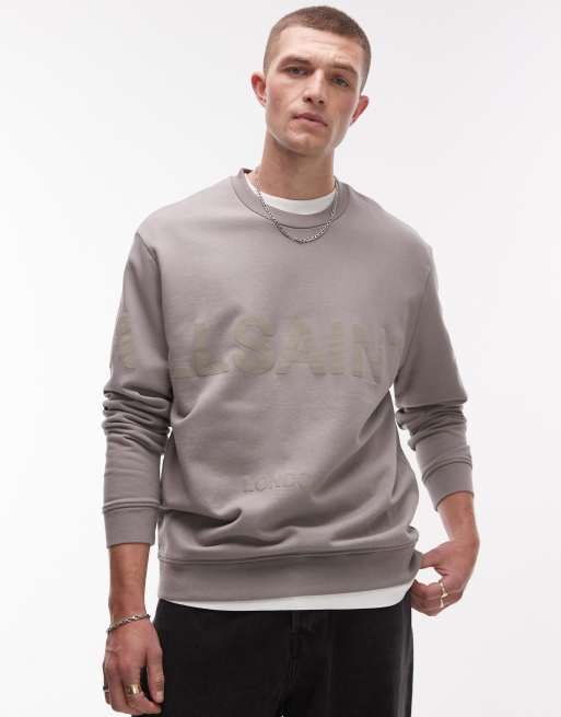 AllSaints Biggy tonal logo sweatshirt in light brown
