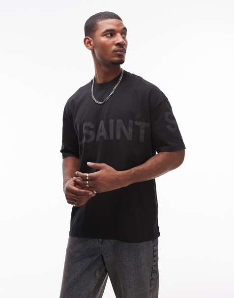 AllSaints Biggy tonal logo t-shirt in black - view 1
