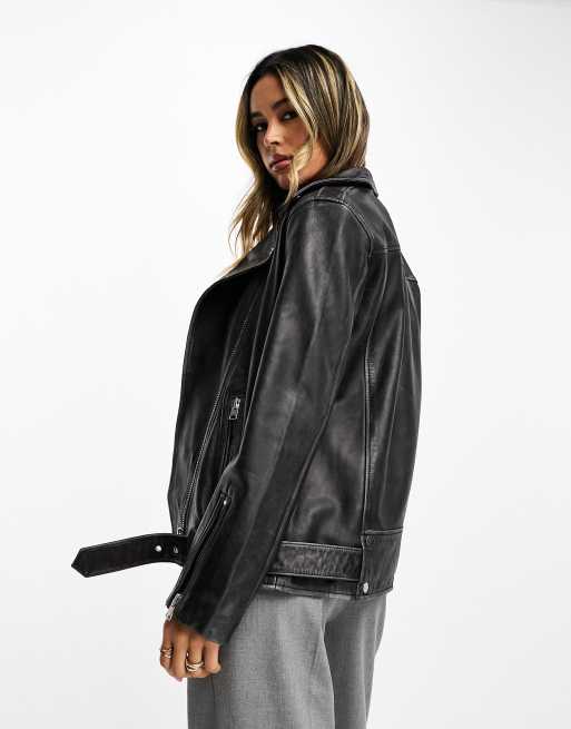 Allsaints oversized hotsell leather jacket