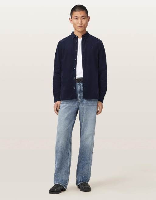 AllSaints - Birchwood - Camisa azul zafiro de manga larga, 4 de 6