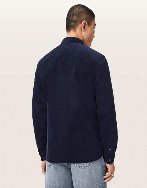 AllSaints - Birchwood - Camisa azul zafiro de manga larga, 5 de 6