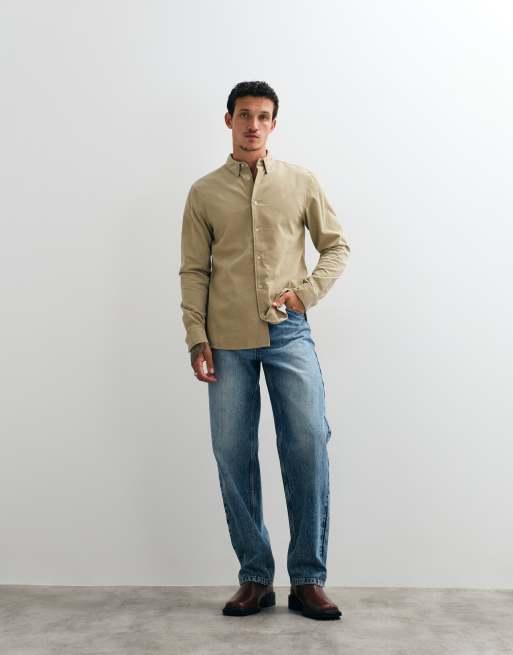 AllSaints Birchwood Langarm-Logo-Cordhemd in Beige, 2 von 5