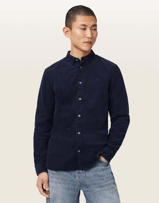 AllSaints - Birchwood - Overhemd met lange mouwen in donkerblauw, 6 van 6
