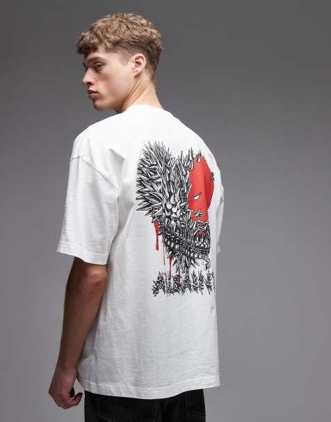 AllSaints - Blade - Hvid T-shirt med grafisk logo og print på ryggen - view 1