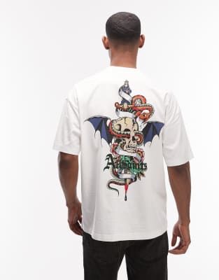Blade - T-Shirt in Weiß mit Grafik-Logo und Rückenprint Weiß M