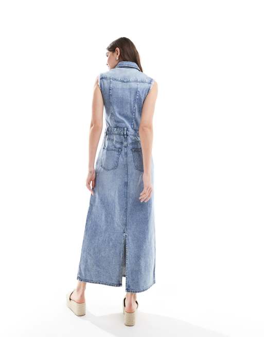 AllSaints Blair denim maxi dress in indigo