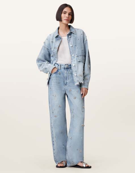 Allsaints blake emb jean in light indigo - view 1