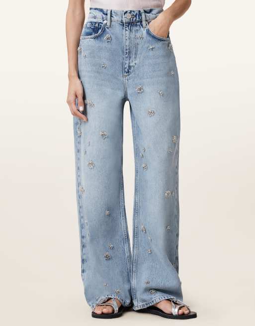 Allsaints blake emb jean in light indigo, 3 of 3