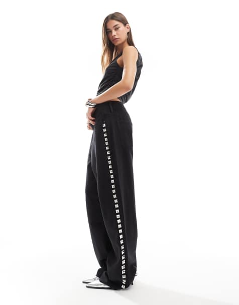 AllSaints Blake stud straight jeans in black - view 1