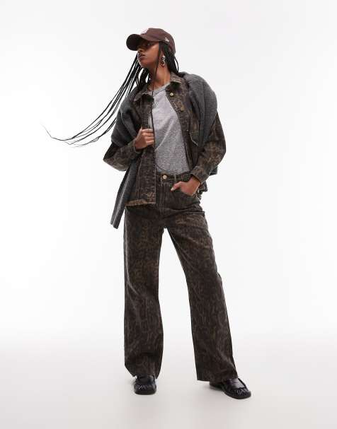 AllSaints Blake wide leg jeans in leopard - view 1