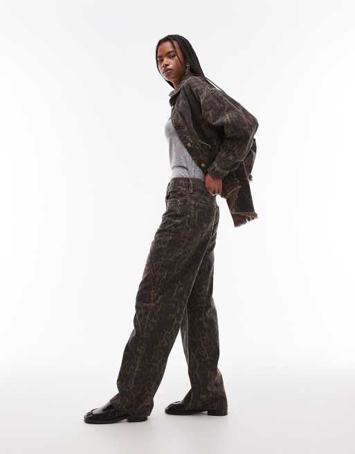 AllSaints Blake wide leg jeans in leopard
