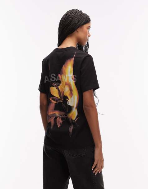 AllSaints – Blaze – Boyfriend-T-Shirt in Schwarz mit Logoprint auf dem Rücken - view 1