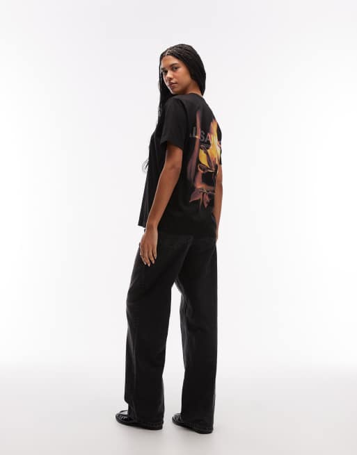 AllSaints blaze short sleeve logo back print boyfriend t-shirt in black, 4 of 4