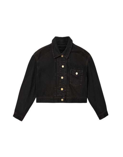 AllSaints Blink Cropped-Jacke in überfärbtem Braun, 2 von 7