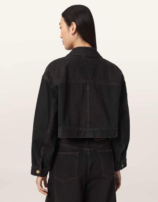 AllSaints Blink Cropped-Jacke in überfärbtem Braun, 3 von 7