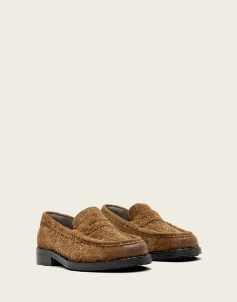 AllSaints Bloom textured loafers in brown - view 1