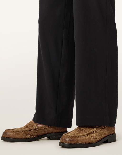 AllSaints Bloom textured loafers in brown, 4 of 4