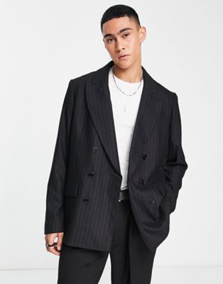 AllSaints Blues co-ord suit jacket in black pinstripe