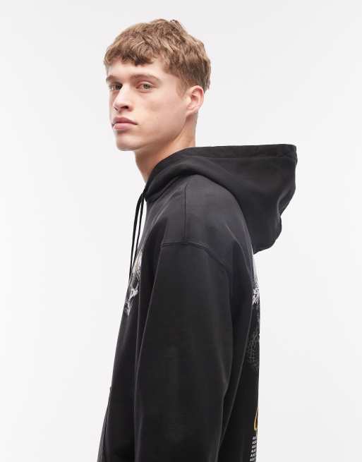 AllSaints – Bluza w spranym czarnym kolorze z kapturem i grafiką z wężem, 4 z 5