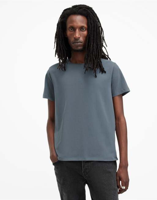 AllSaints – Bodega – T-Shirt in Aschblau mit Rundhalsausschnitt