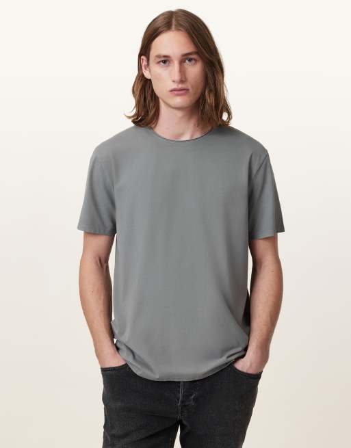 AllSaints – Bodega – T-Shirt in Fossil-Grau mit Rundhalsausschnitt