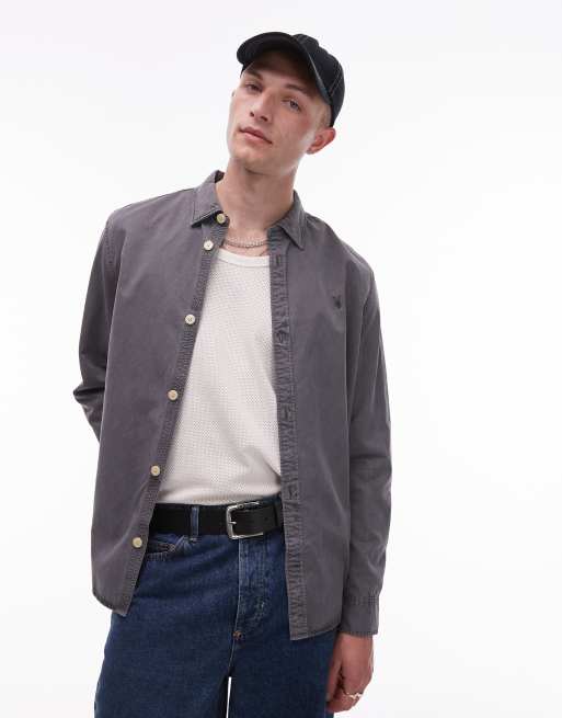 AllSaints – Bodhi LS – Hemdjacke in Betongrau