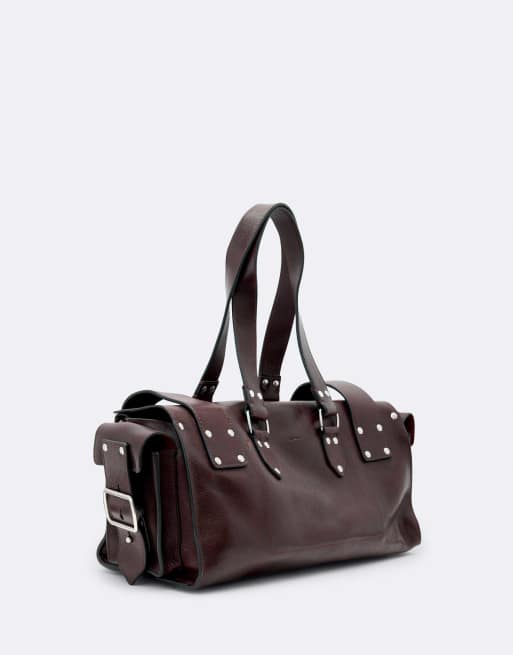 AllSaints bolso de mano con tachuelas burdeos, 4 de 4
