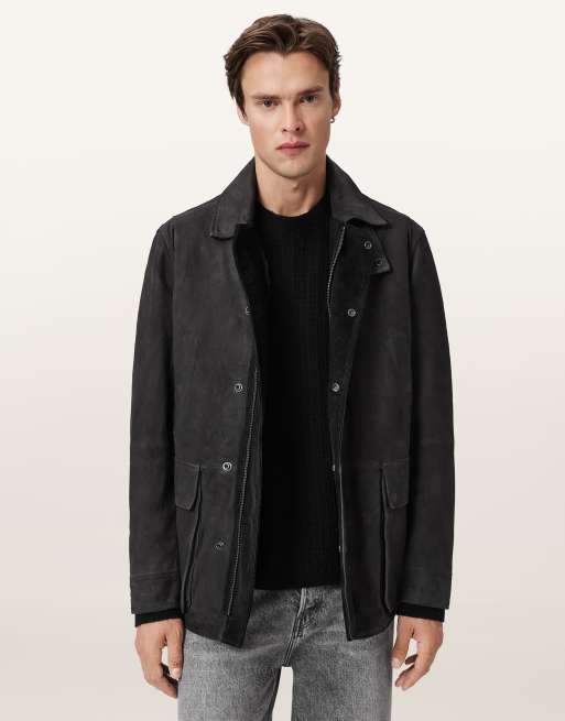 AllSaints – Bolton – Mantel in verwaschenem Schwarz
