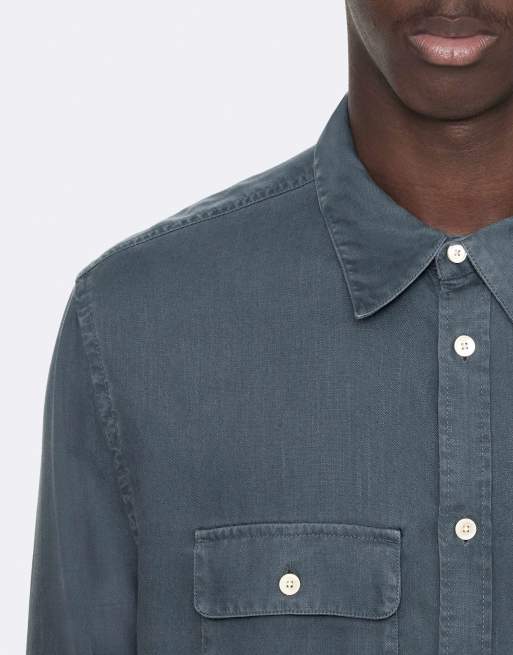 AllSaints Bond Langarmhemd in Schieferblau, 5 von 6
