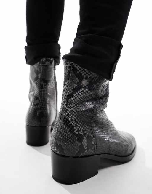 Snake hot sale leather boots