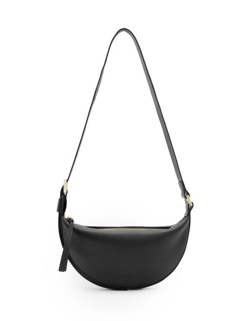 AllSaints - Borsa a mezza luna nera a tracolla, 2 di 4
