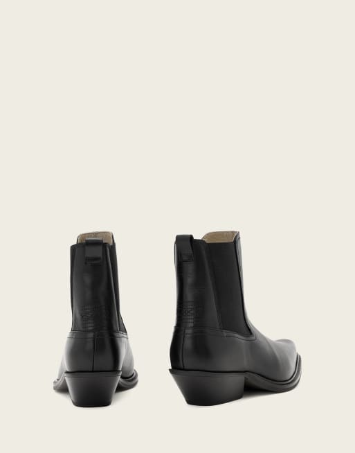 AllSaints - Botines Chelsea de cuero negros Carter, 3 de 4