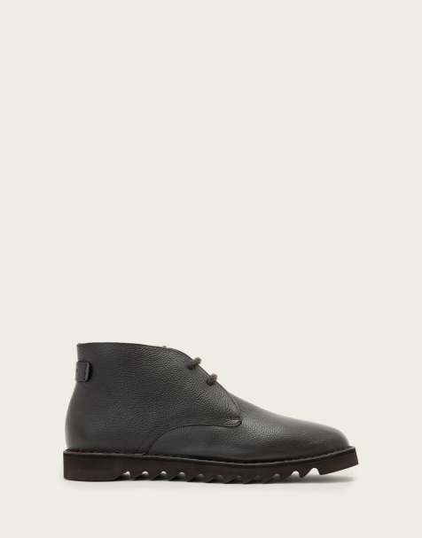AllSaints - Botines Chukka de cuero con cordones en marrón oscuro - view 1