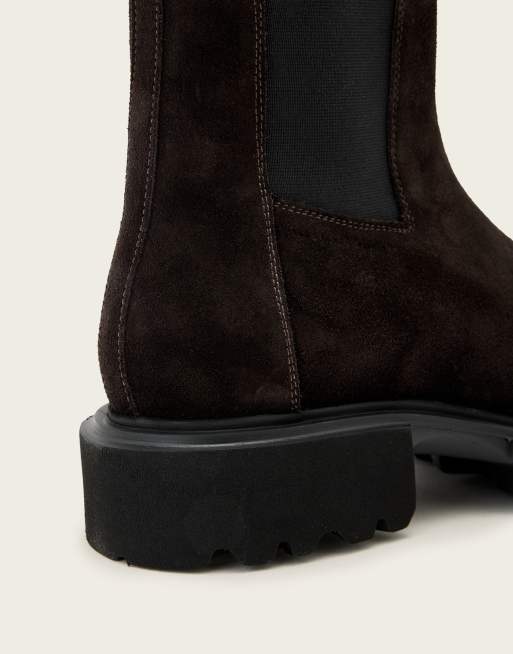 AllSaints bottes Hallie en daim et cuir marron foncé, 4 de 4