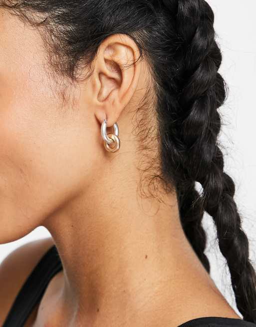 AllSaints - Boucles d'oreilles double anneau bicolores