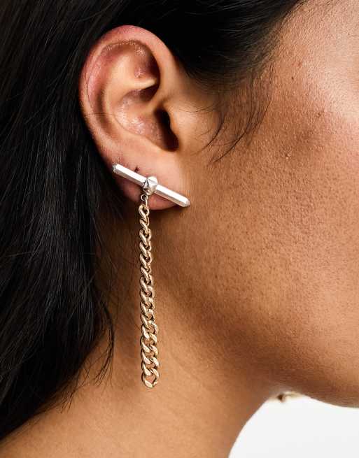 AllSaints - Boucles d'oreilles tendance à maillons variés - Doré/argenté
