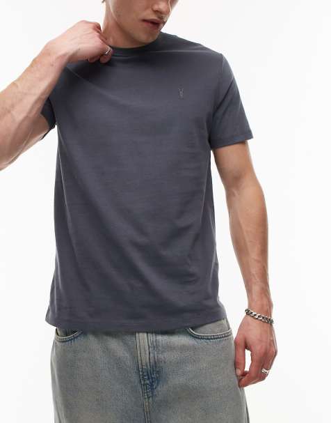 AllSaints Brace 3-pack brushed cotton t-shirts in blue multi