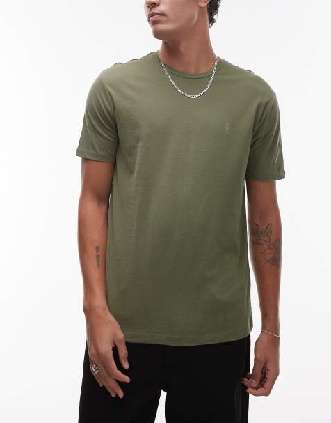 AllSaints Brace 3 pack brushed cotton t-shirts in white green black - view 1