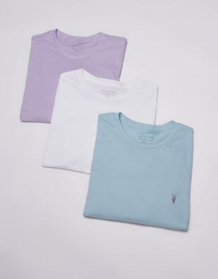 AllSaints Brace 3 pack crew t-shirts in multi - MULTI