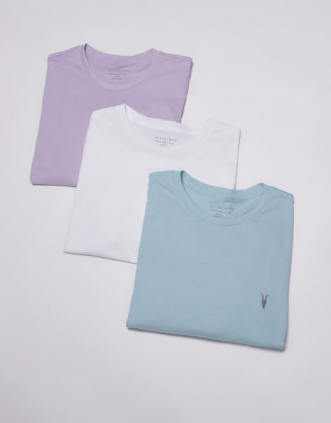 AllSaints Brace 3 pack crew t-shirts in multi - MULTI - view 1