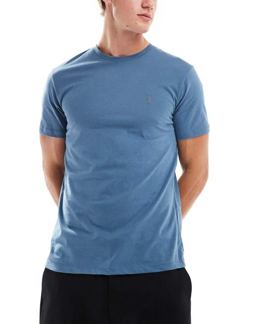 AllSaints – Brace – 3er-Pack T-Shirts aus angerauter Baumwolle in Schwarz/Grau/Blau, 2 von 4