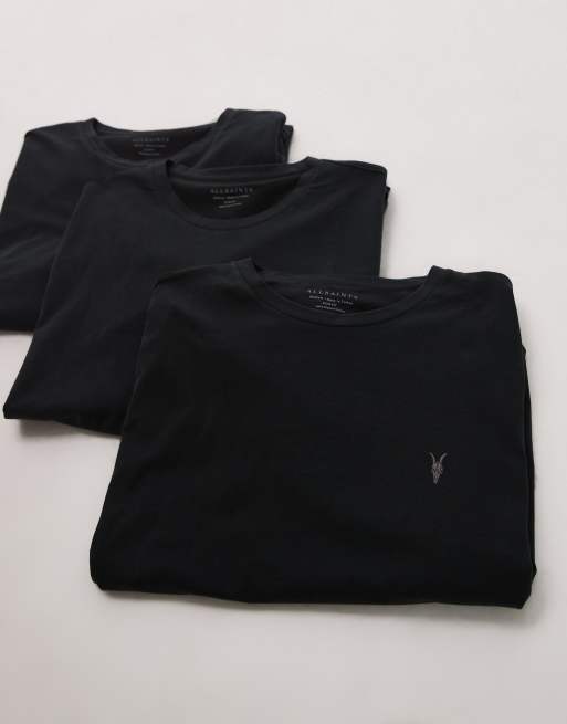 AllSaints – Brace – 3er-Pack T-Shirts in Schwarz aus gebürsteter Baumwolle, 2 von 4
